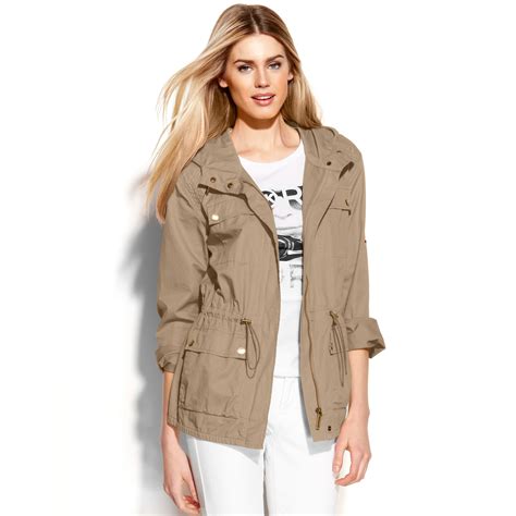 michael kors tan jacket|michael kors anorak jacket women.